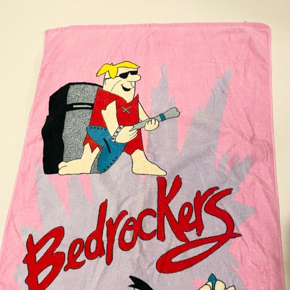 Vintage 1986 Flintstones Bedrockers Towel Fred Barney - Picture 2 of 16